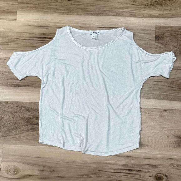 Paige Cold Shoulder Optic White Shirt Women's Small - Picture 4 of 4